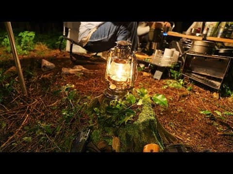 女子キャンパーと森でキャンプ