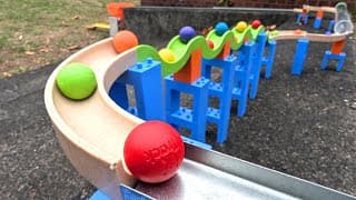 Marble Run ☆ ASMR where you roll balls on an outdoor course