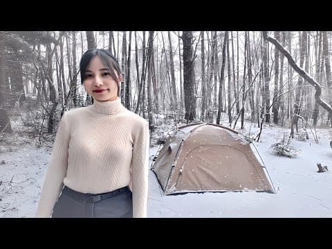 雪が降る氷点下でも快適な暖かいテントで雪中ソロキャンプ❄️
