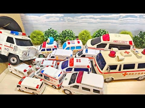 救急車が緊急坂道走行 ミニカーを箱から取り出して遊ぼう はたらくくるま