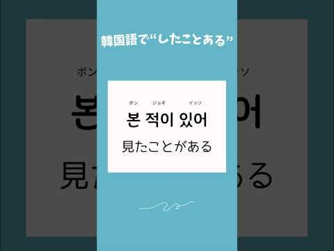 韓国語で「〜したことある」