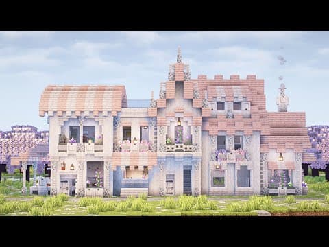 【マイクラ1.21.4】ペールオークと桜を使った白ピンクのお家の作り方【マイクラ建築】
