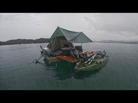 海上で釣りとソロキャンプをしながら生活できる家を作ってみたよ！