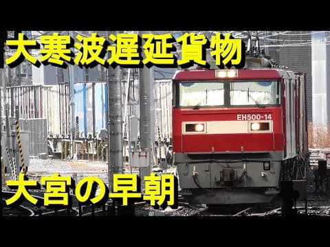 強烈大寒波による遅延貨物列車が大量発生の大宮駅