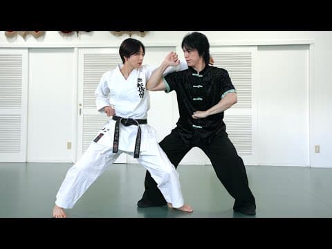 【Bajiquan】Karate woman gets elbow attack from Kung-fu master!