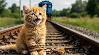 Who rescued the poor kitten tied to the railroad tracks?Cat story