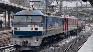 【EH500-67  OM出場無動回送（全検）】JR貨物EF210形325号機＋ムドEH500形67号機＋タキ、赤コキ、コキが大宮駅10番線通過！（臨8765レ・吹A261・その他）2025.3.19