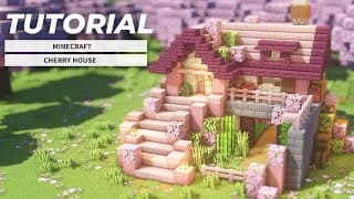 Minecraft | How to build a Cherry Blossom Survival House | サクラの家の作り方(サバイバル建築講座)