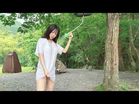 体感温度40℃ 森の中で全身びしょ濡れシャワー 女ぼっちキャンプ / Soaking wet shower in the forest, Feels like 40 degrees Celsius