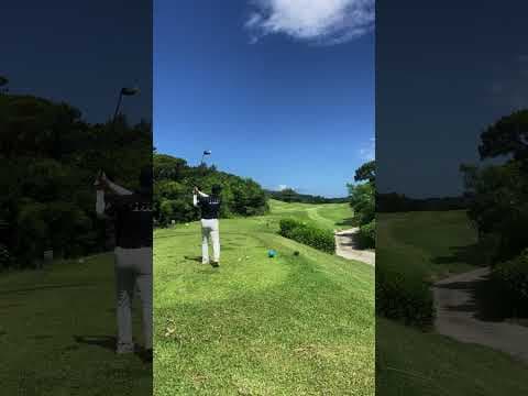 344-yard shot! The ocean breeze in Okinawa really helps the ball fly  “Kohamajima Country Club”