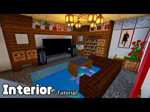 【マインクラフト】モダンな家の内装の作り方  Part.1　(マイクラ建築講座)