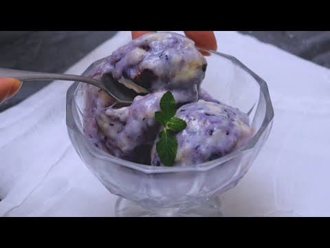 【もっちりなめらか絶品♡米粉のブルーべリーアイス】| Blueberry rice flour ice cream