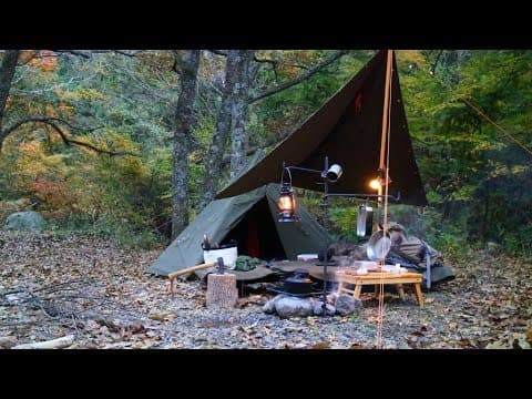 色づく高原でソロキャンプ【ダブルポンチョ連結】Solo camping