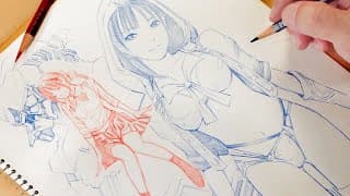 red and blue pencil : 消せる色鉛筆で描く