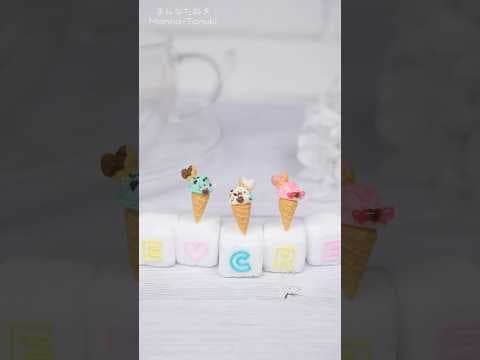 お砂糖で小さなアイスクリームを作りました🍨💚🤎🩷🤍 #shorts