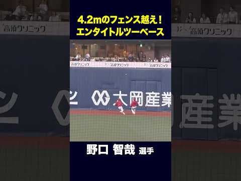 【6月5日広島戦】4.2ｍ越えのエンタイトルツーベース！ #野口智哉 #オリックス #shorts