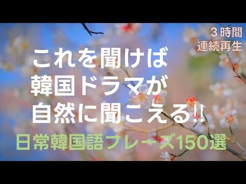 [にこにこ韓国語]韓国ドラマに頻出する韓国語会話|リラックスして聞ける簡単韓国語会話フレーズ#6~10|韓国語勉強|3時間連続再生