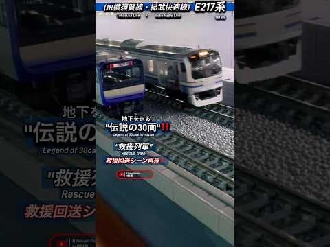 [伝説の30両‼︎] E217系(横須賀線)救援車両の連結地下走行シーンを再現‼︎ #nゲージ #横須賀線 #総武快速線 #jr東日本 #e217系 #tomix #鉄道模型 #modeltrains