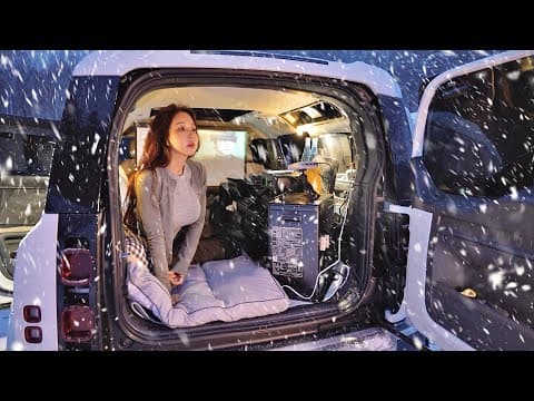 Trapped in a heavy snowfall  while car camping / one crazy night / ASMR