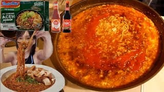 【大食い】インドネシアのインスタントラーメン[インドミー]アチェーアレンジ！謎のミーニュムックとは！？画期的すぎる作り方に大苦戦...チリーソース１瓶の半分以上消費本当に大丈夫？【木下ゆうか】