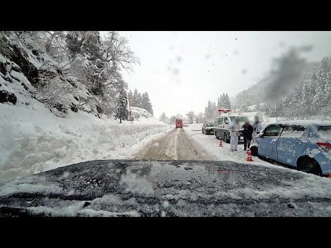 新潟  宿の魚沼市～十日町市へ ジムニー雪道ドライブ中🚙レスキューが出動する事故発生！🚒│道の駅 クロステン十日町│越後妻有里山現代美術館 MonET