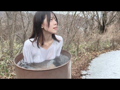 女ぼっち ずぶ濡れ五右衛門風呂 雪中キャンプ / Take a bath in a drum can, Camping in the snow, Japanese camping girl