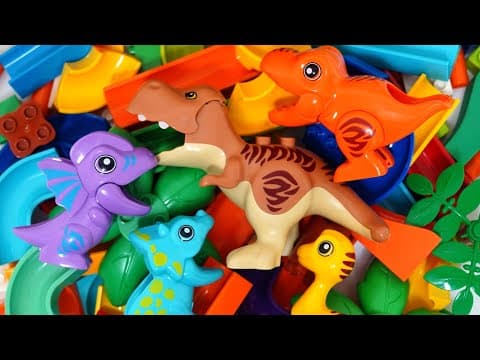 Satisfying Building Blocks Marble Run Time travel! A block coaster filled with dinosaurs!