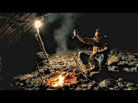 テント無し！食料無し！渓流で自給自足ソロキャンプ　2/2　　Survival camp