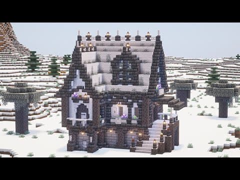 【マイクラ1.21.4】ペールオークを使った白黒のファンタジーハウスの作り方【マイクラ建築】
