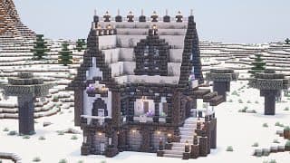 【マイクラ1.21.4】ペールオークを使った白黒のファンタジーハウスの作り方【マイクラ建築】