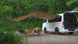 雨とひぐらし 涼しい山奥で犬連れ夫婦の車中泊キャンプ